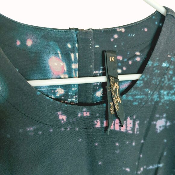 Melissa McCarthy Seven7 Womens 1X Black City Lights Abstract Print Tunic Top - Picture 4 of 9